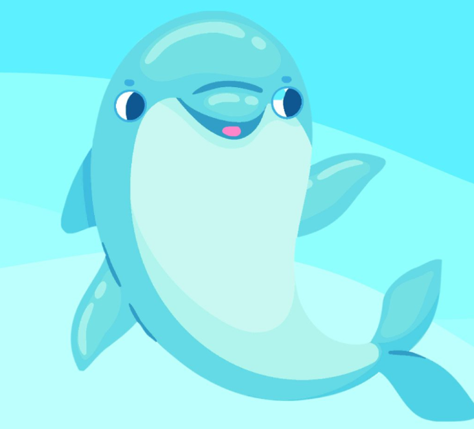 Delfin i blåt